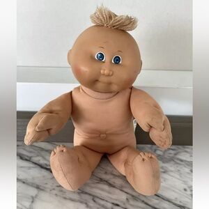 Cabbage Patch Kids Newborn Baby Doll Blonde Hair Blue Eyes Dimple Vintage 80s